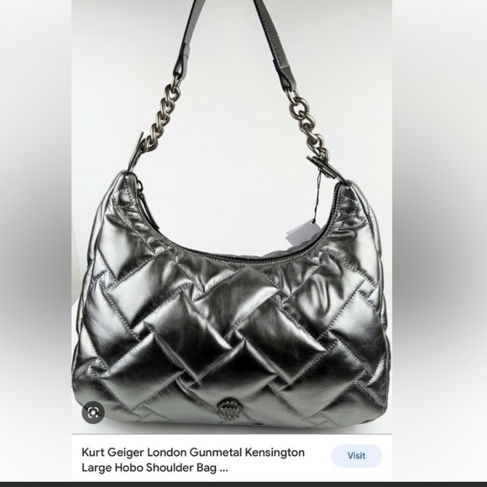 Kurt Geiger Kensington gunmetal quilted hobo bag